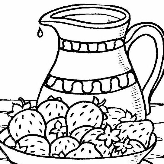 Desenho de Suco de Morango para Colorir com Lápis de Cor