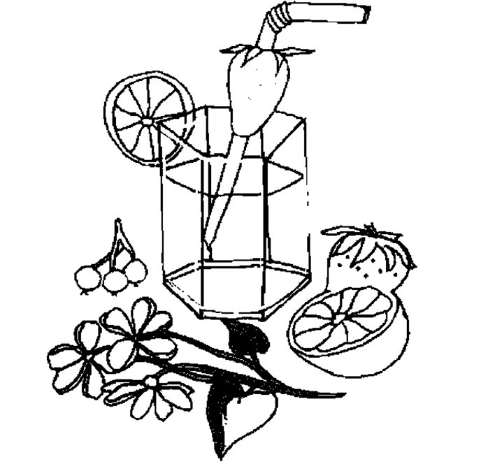 Desenho de Suco para Colorir com Tinta Guache