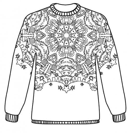 Desenho de Imagem de Suéter de Natal para Colorir