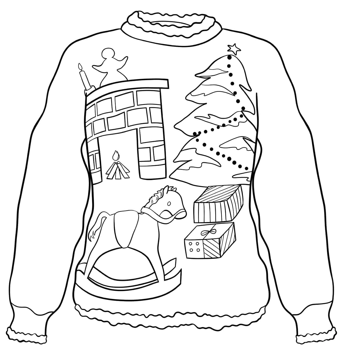 Desenho de Suéter de Natal 10 para Colorir