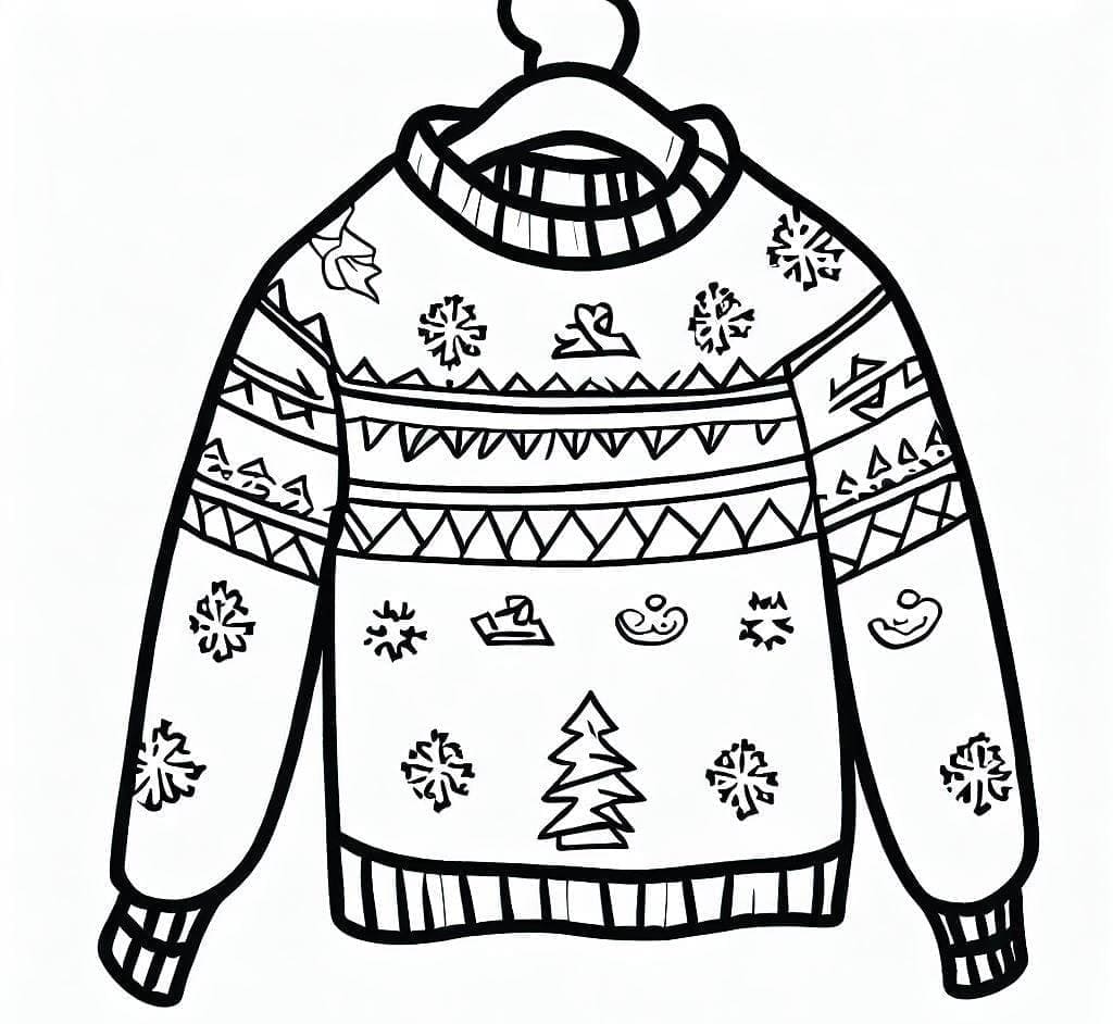 Desenho de Suéter de Natal 3 para Colorir