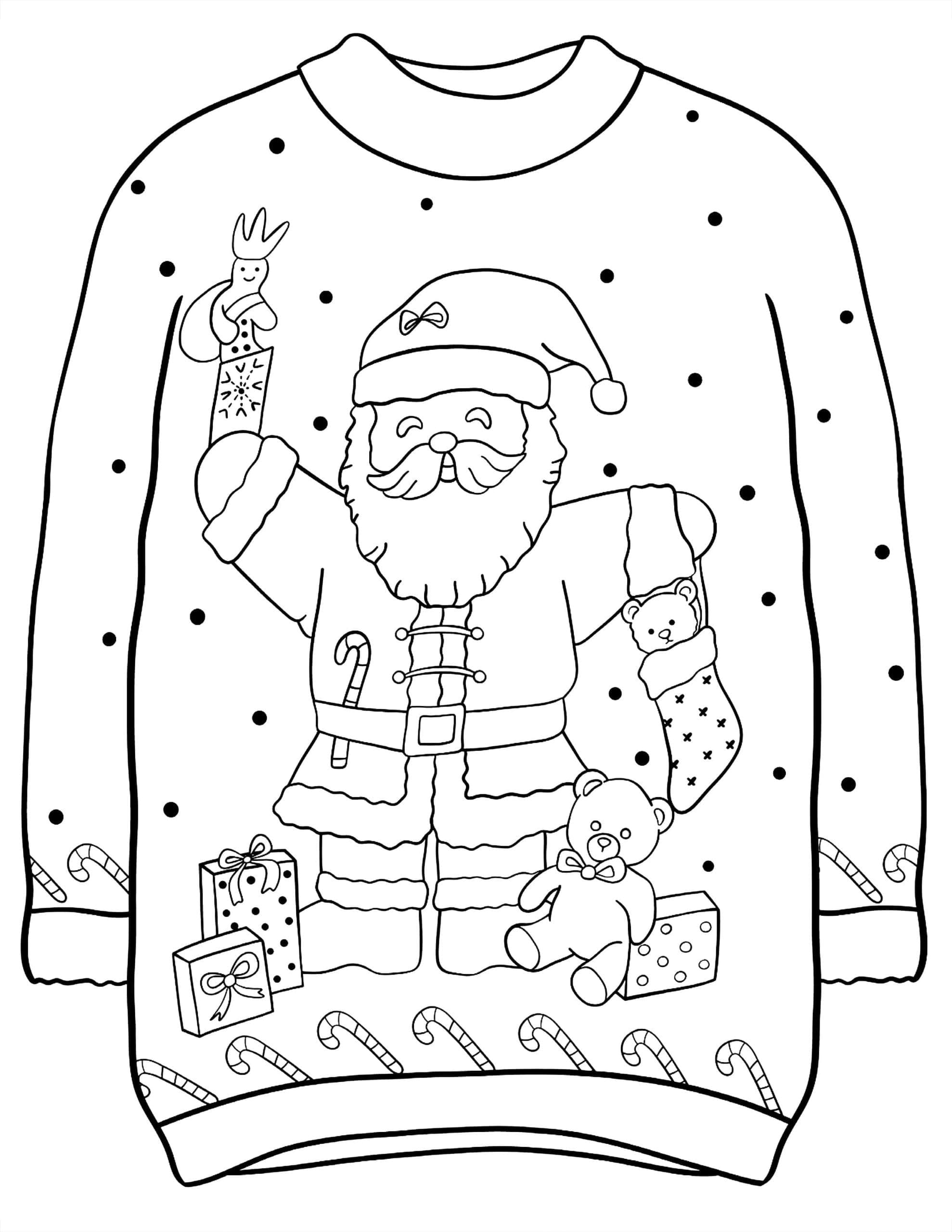 Desenho de Suéter de Natal 8 para Colorir