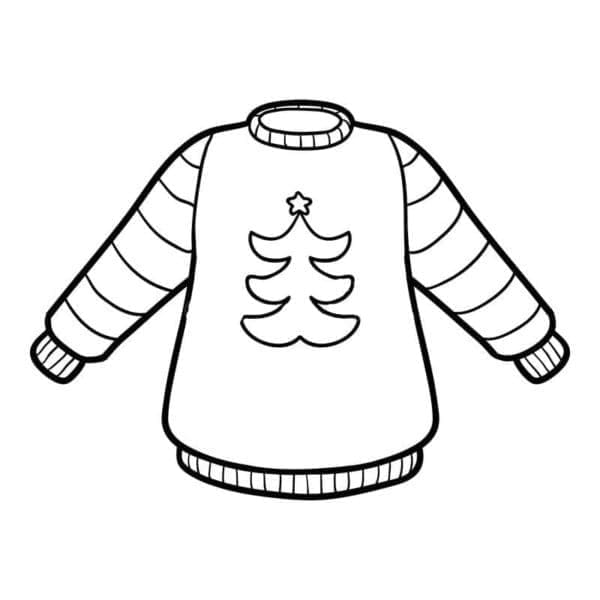 Desenho de Suéter de Natal com Árvore de Natal para Colorir