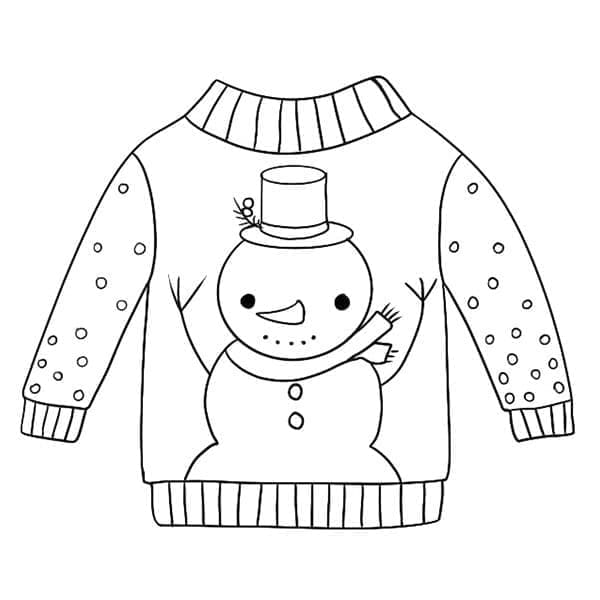 Desenho de Suéter de Natal com Boneco de Neve para Colorir