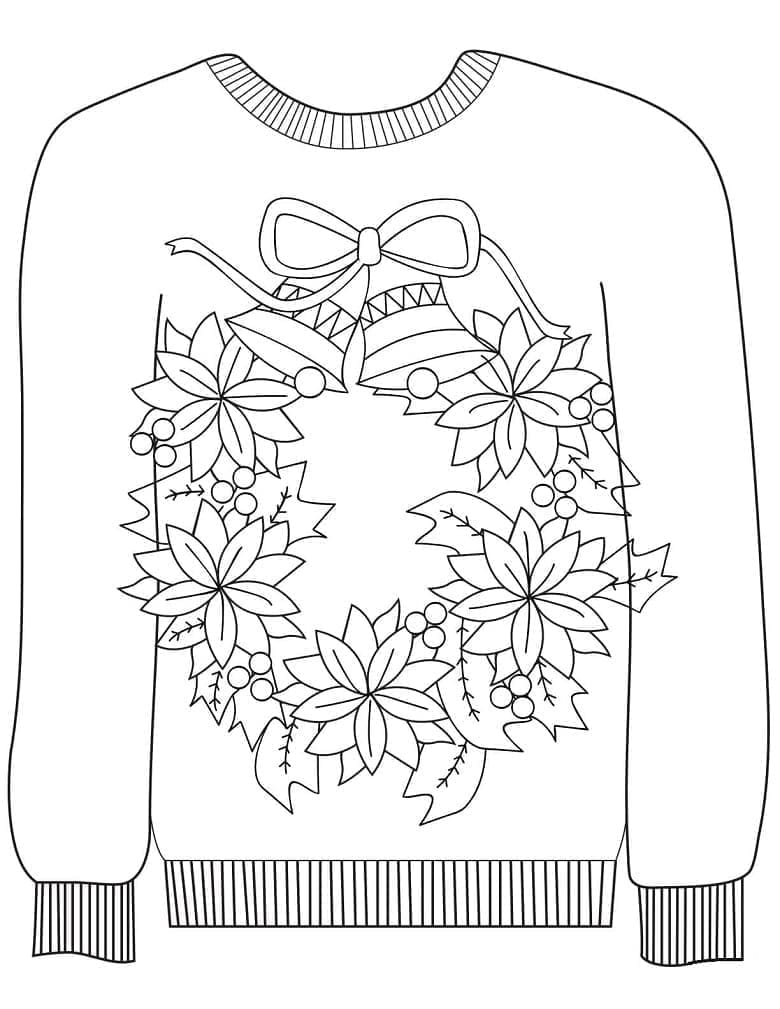 Desenho de Suéter de Natal com Guirlanda de Natal para Colorir