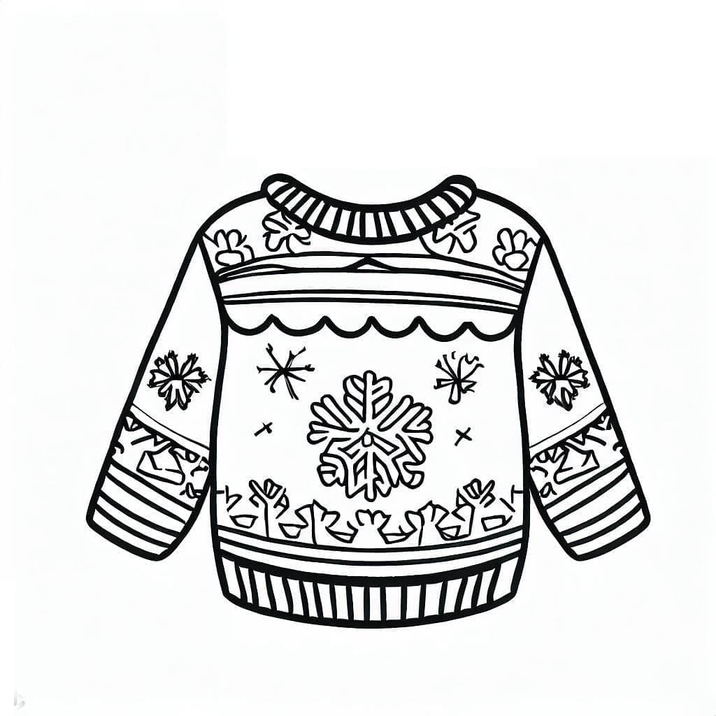 Desenho de Suéter de Natal e Floco de Neve para Colorir
