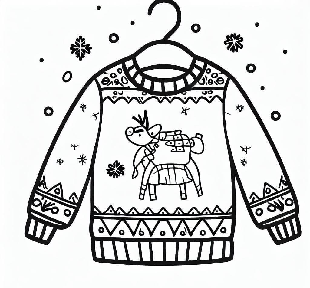 Desenho de Suéter de Natal Engraçado para Colorir