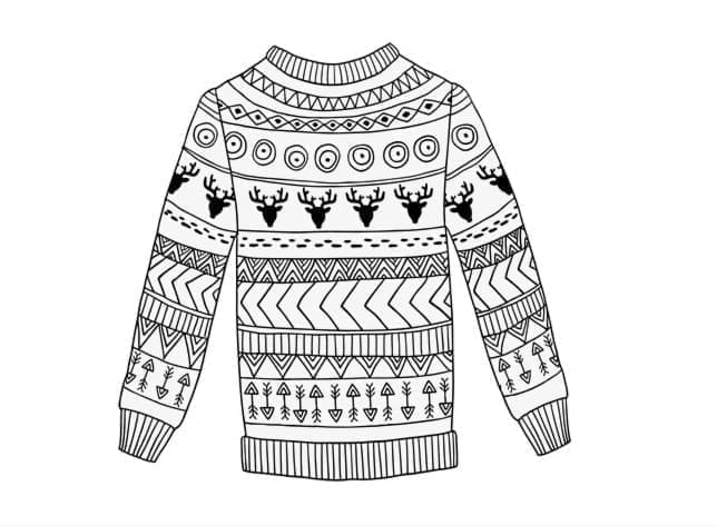 Desenho de Suéter de Natal Grátis para Colorir
