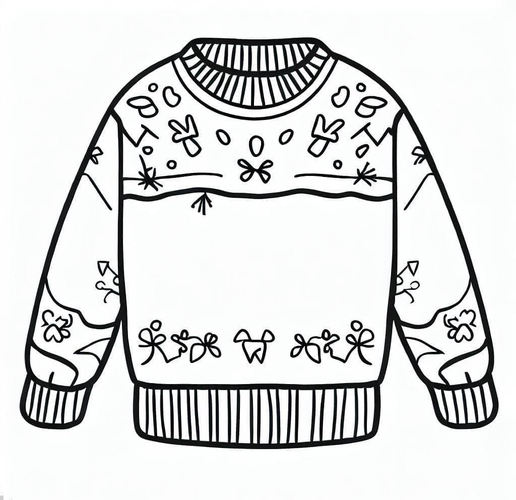 Desenho de Suéter de Natal Grátis para Crianças para Colorir