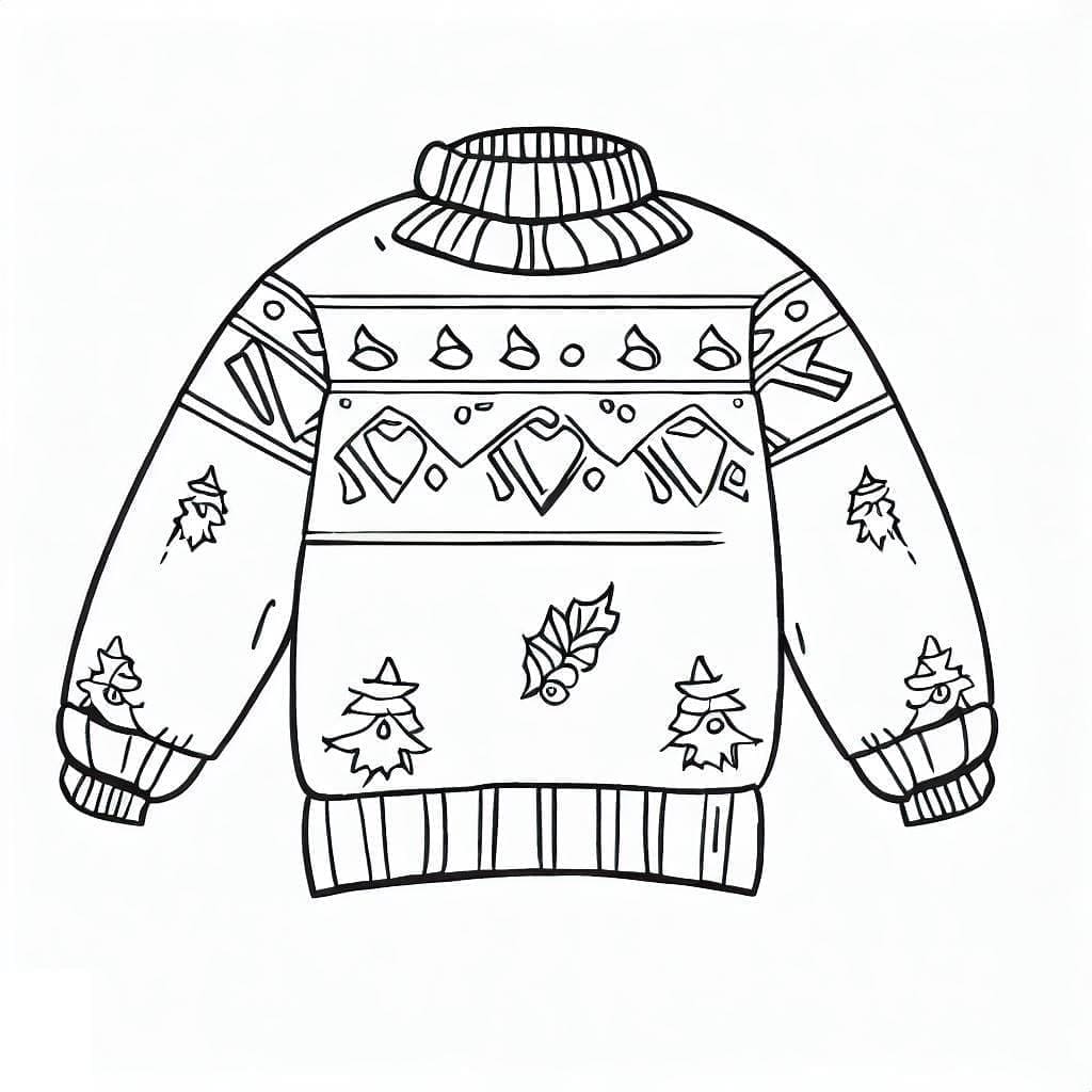Desenho de Suéter de Natal Imprimivel para Colorir