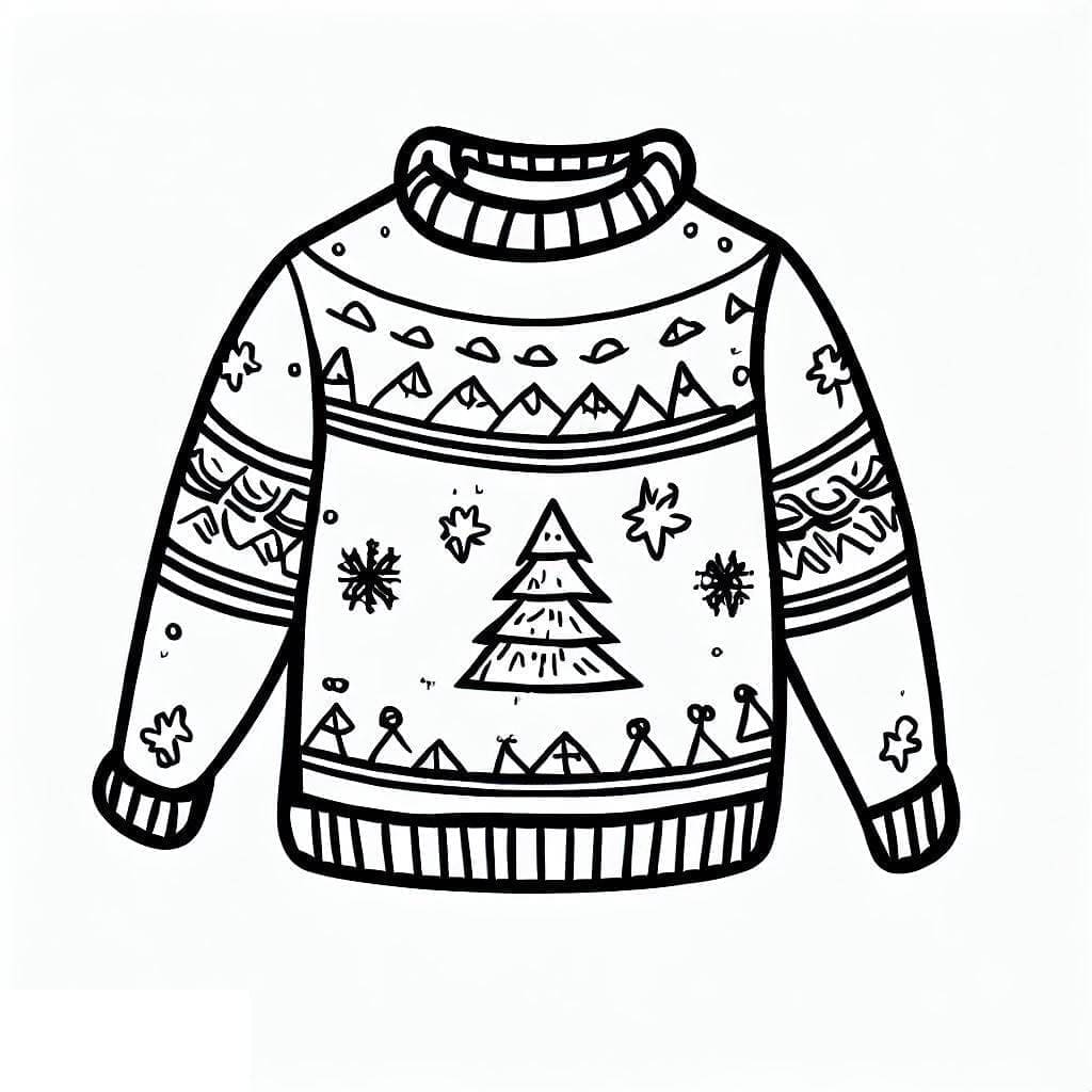 Desenho de Suéter de Natal Incrível para Colorir