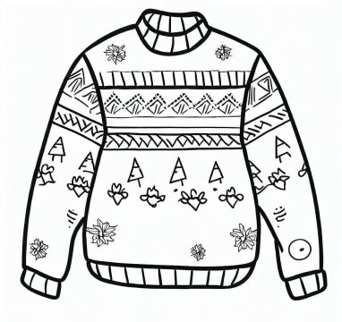 Desenho de suéter de Natal para crianças para Colorir