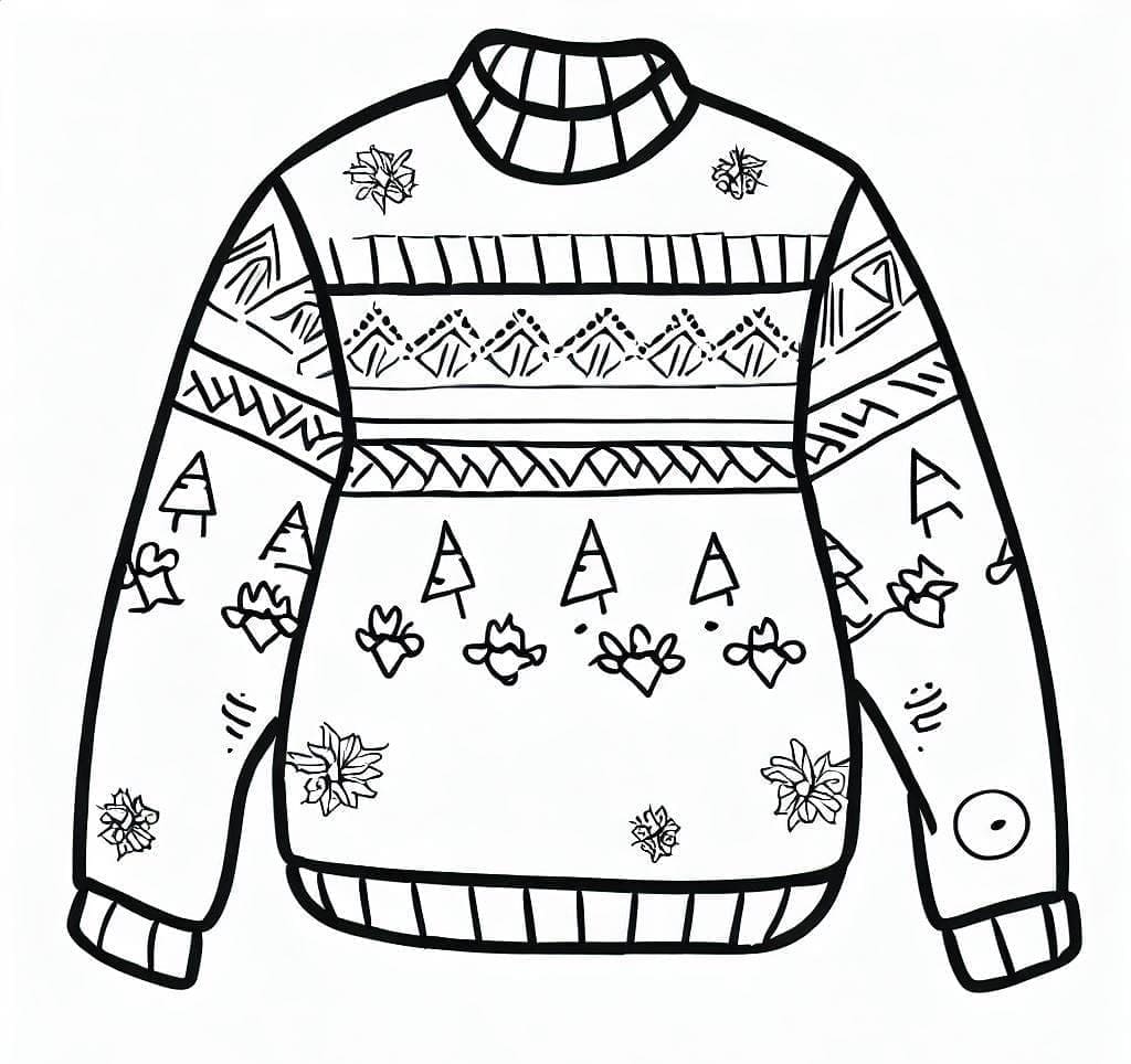 Desenho de Suéter de Natal para Crianças para Colorir