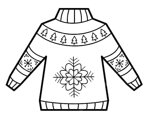 Desenho de Suéter de Natal Simples para Colorir