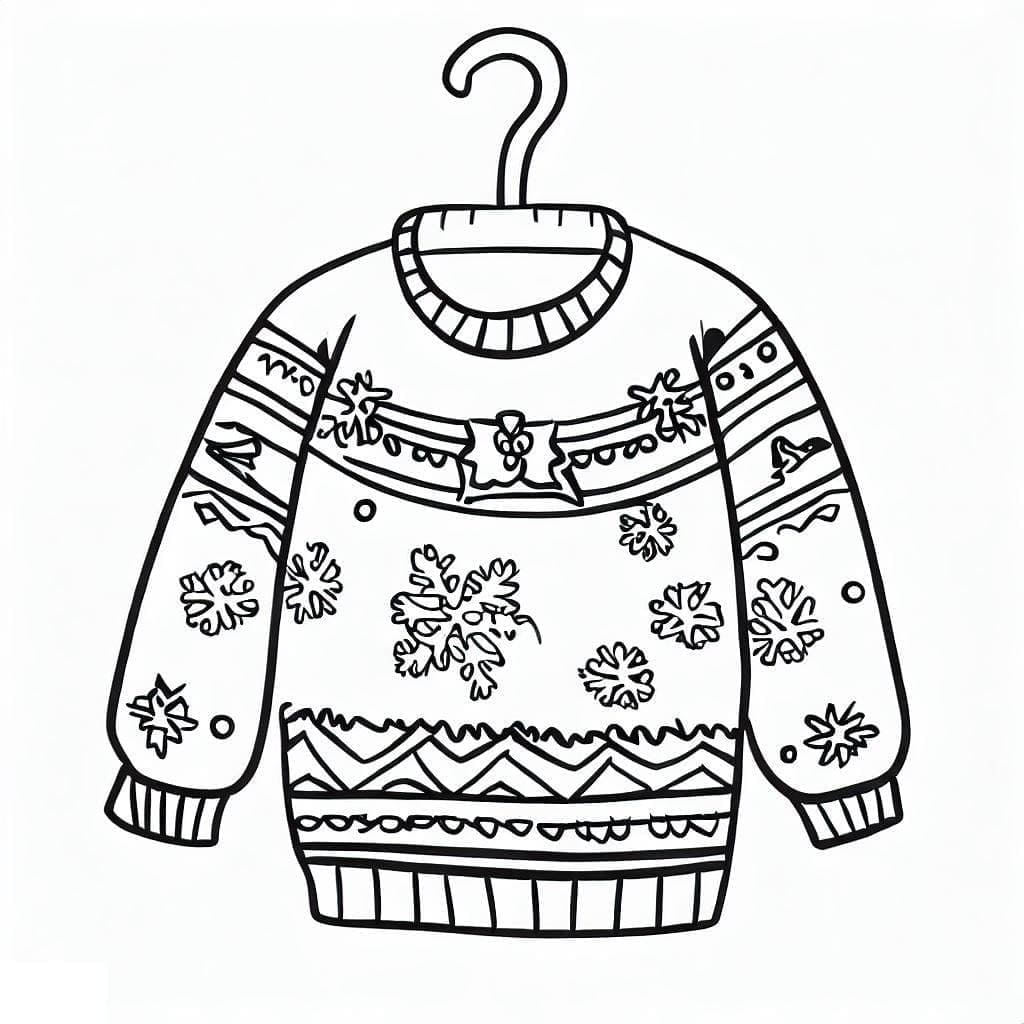 Desenho de um Lindo Suéter de Natal para Colorir