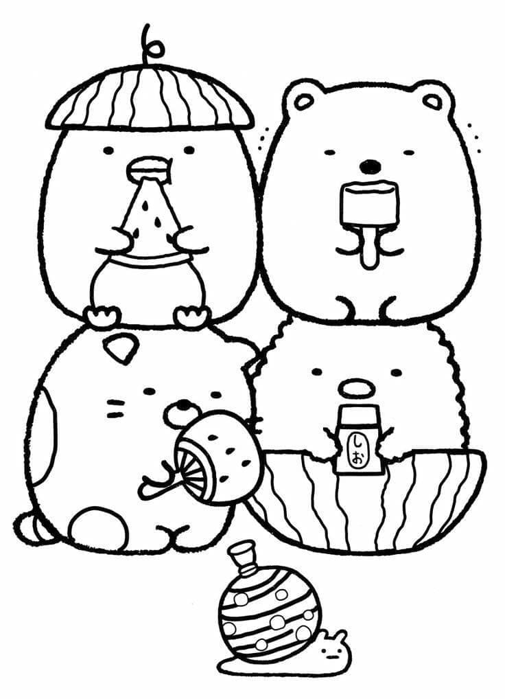 Desenho de Sumikko Gurashi Kawaii para Colorir