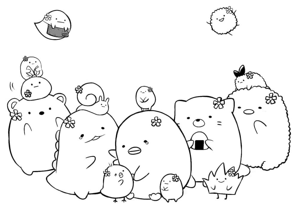 Desenho de Sumikko Gurashi para Imprimir Pdf Grátis