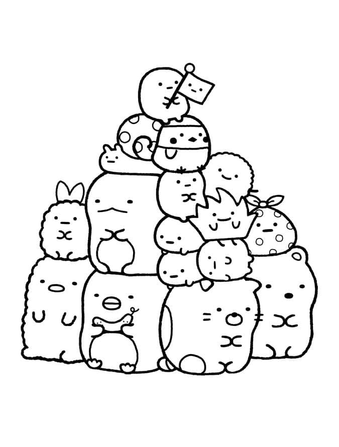 Desenho de Sumikko Gurashi Pdf para Imprimir e Colorir