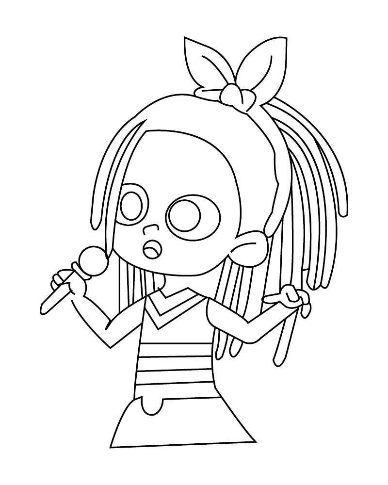 Desenho Pdf Grátis da Super Sema Cantando para Colorir de Graça