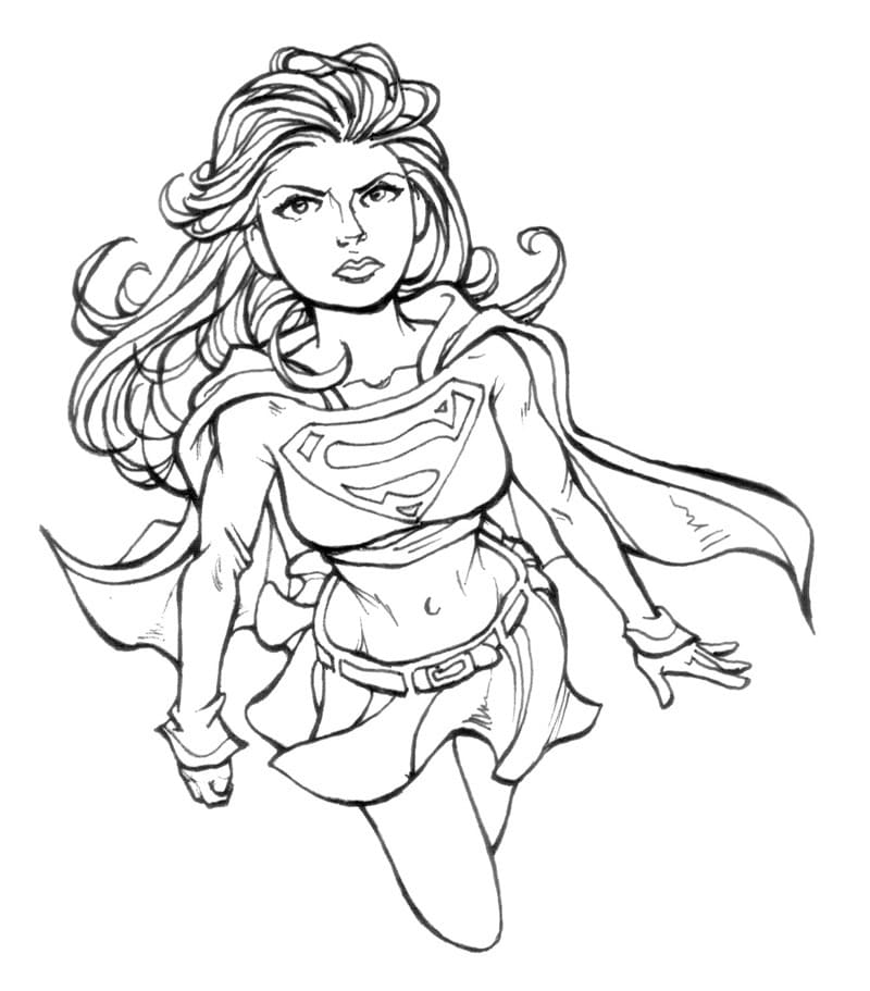 Desenho de Supergirl Está com Raiva para Colorir