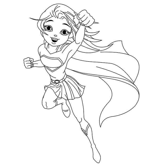 Desenho de Supergirl Feliz para Colorir