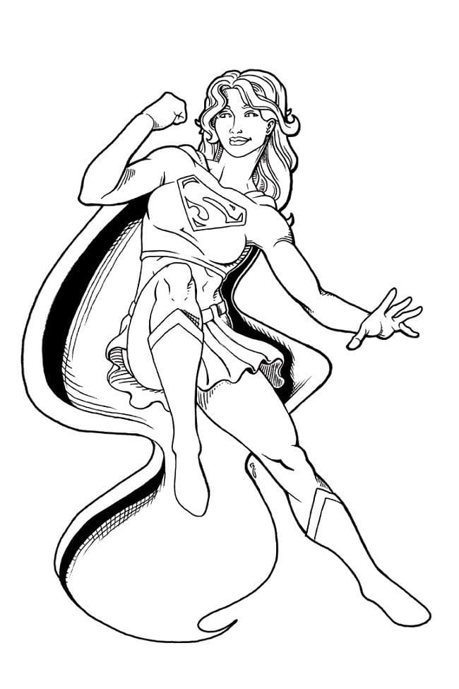 Desenho de Supergirl Fofa para Colorir