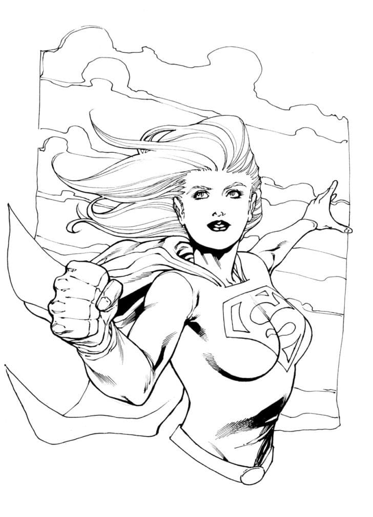 Desenho de Supergirl Imprimivel para Colorir