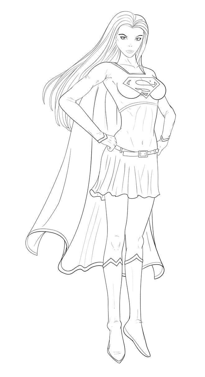 Desenho de Supergirl para Colorir Pdf Grátis