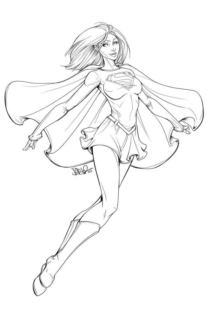 Desenho de Supergirl Pdf para Imprimir e Colorir