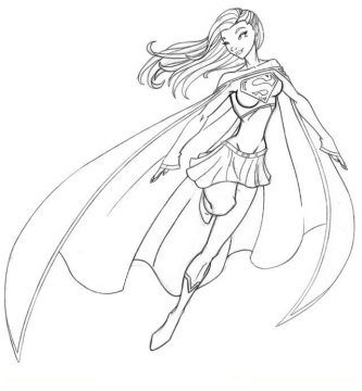 Desenho de Supergirl Voando Download para Colorir