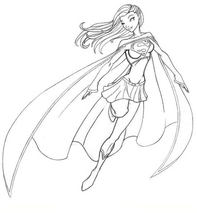 Desenho de Supergirl Voando Download para Colorir