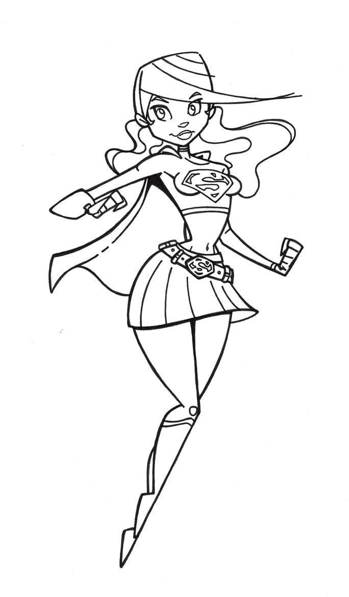 Desenho de Supergirl Voando para Colorir