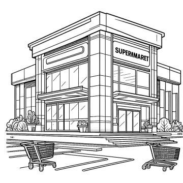 Desenho de O Supermercado para Colorir