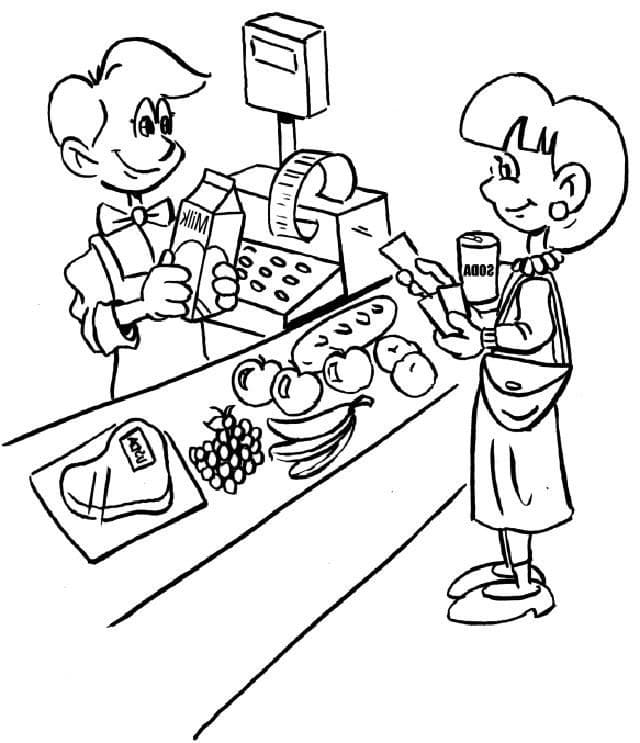 Desenho de Supermercado Grátis para Colorir