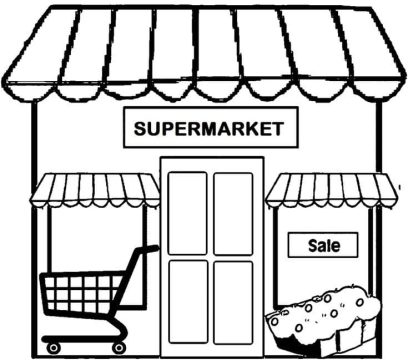 Desenho de Supermercado para crianças para Colorir