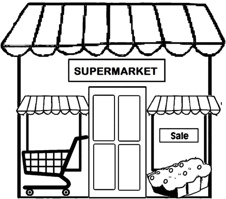 Desenho de Supermercado para Crianças para Colorir