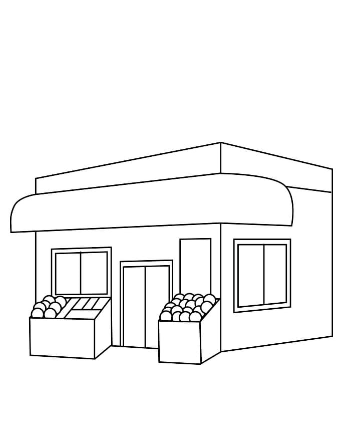 Desenho de Supermercado Simples para Colorir