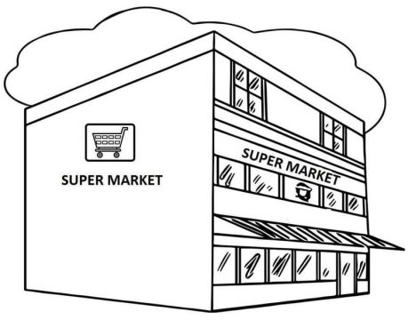 Desenho de Um Supermercado para Colorir