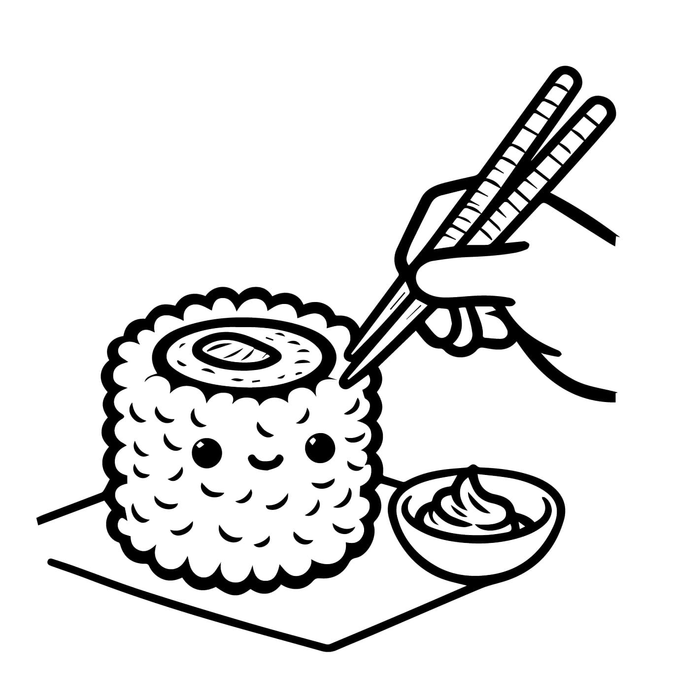 Desenho de Imagem de Sushi para Colorir