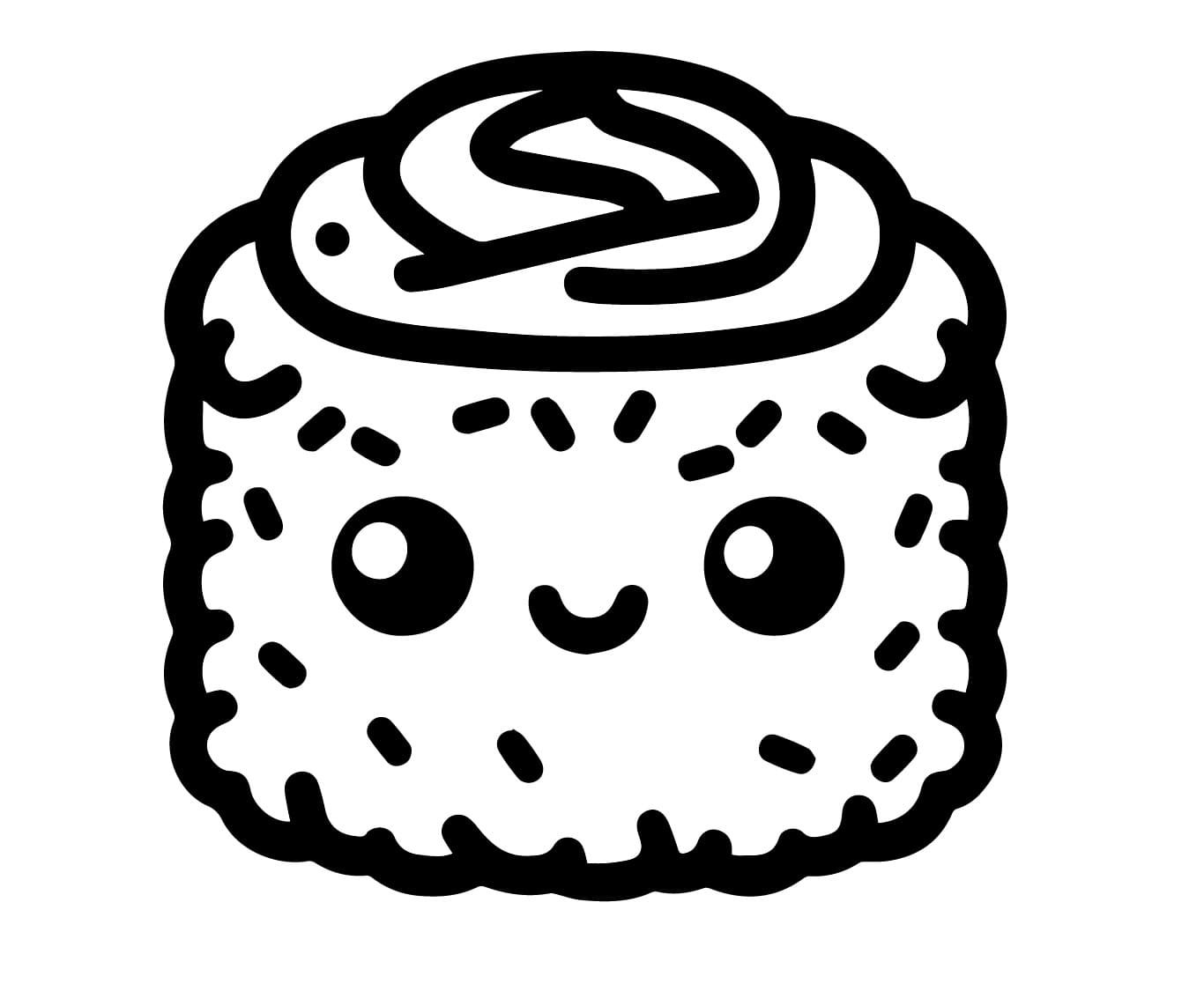 Desenho de Sushi Fofo para Colorir