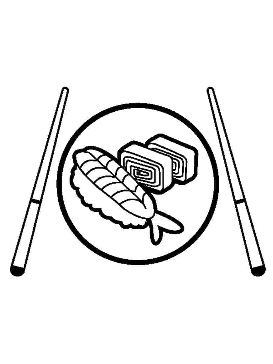 Desenho de Sushi Grátis para Colorir
