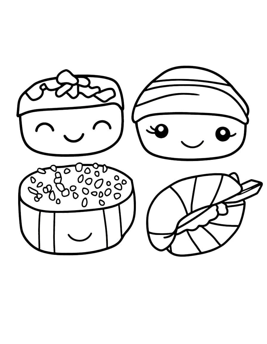 Desenho de Sushi Imprimivel Grátis para Crianças para Colorir