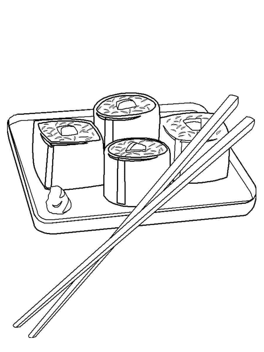Desenho de Sushi Imprimivel para Colorir