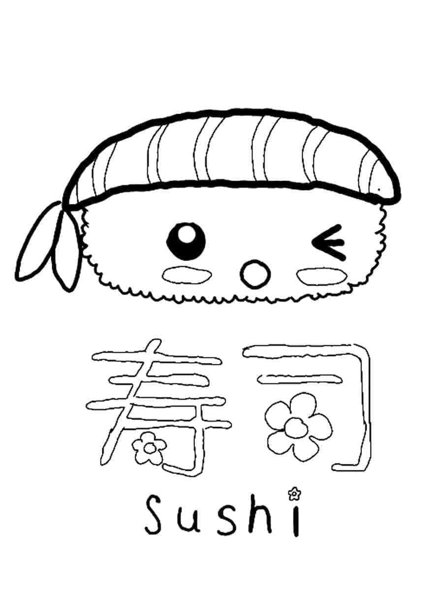 Desenho de Sushi Muito Fofo para Colorir