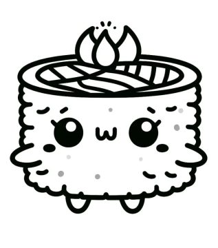 Desenho de Um Sushi Kawaii para Colorir
