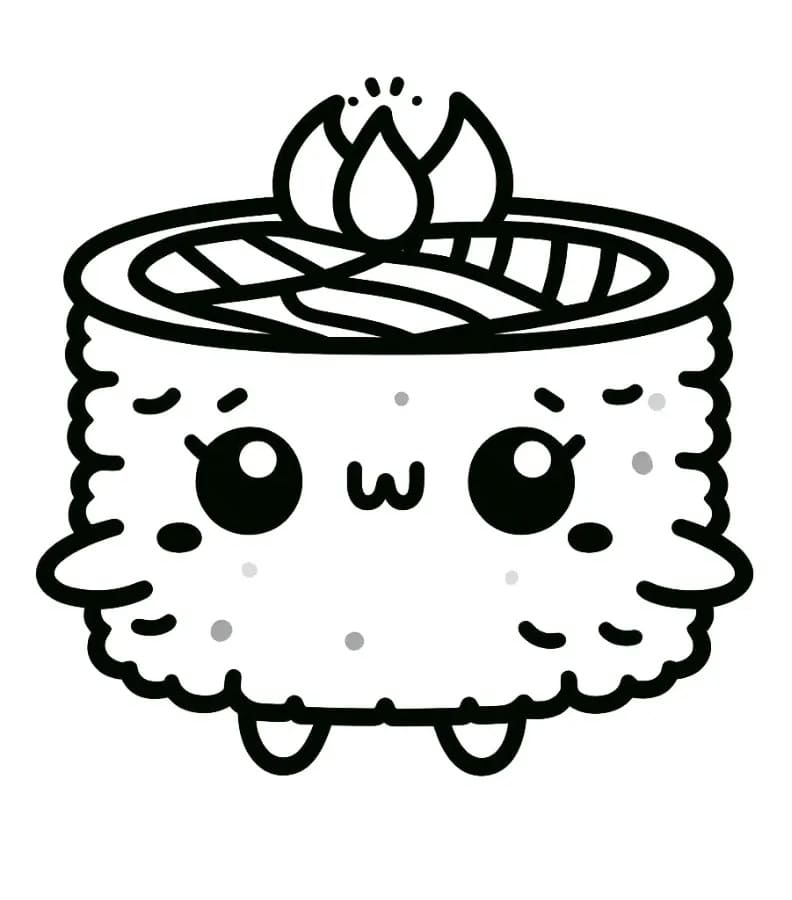 Desenho de um Sushi Kawaii para Colorir