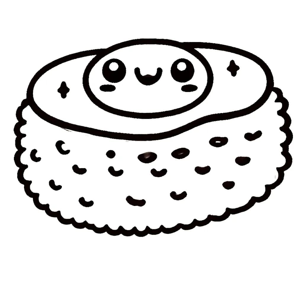 Desenho de um Sushi Muito Fofo para Colorir
