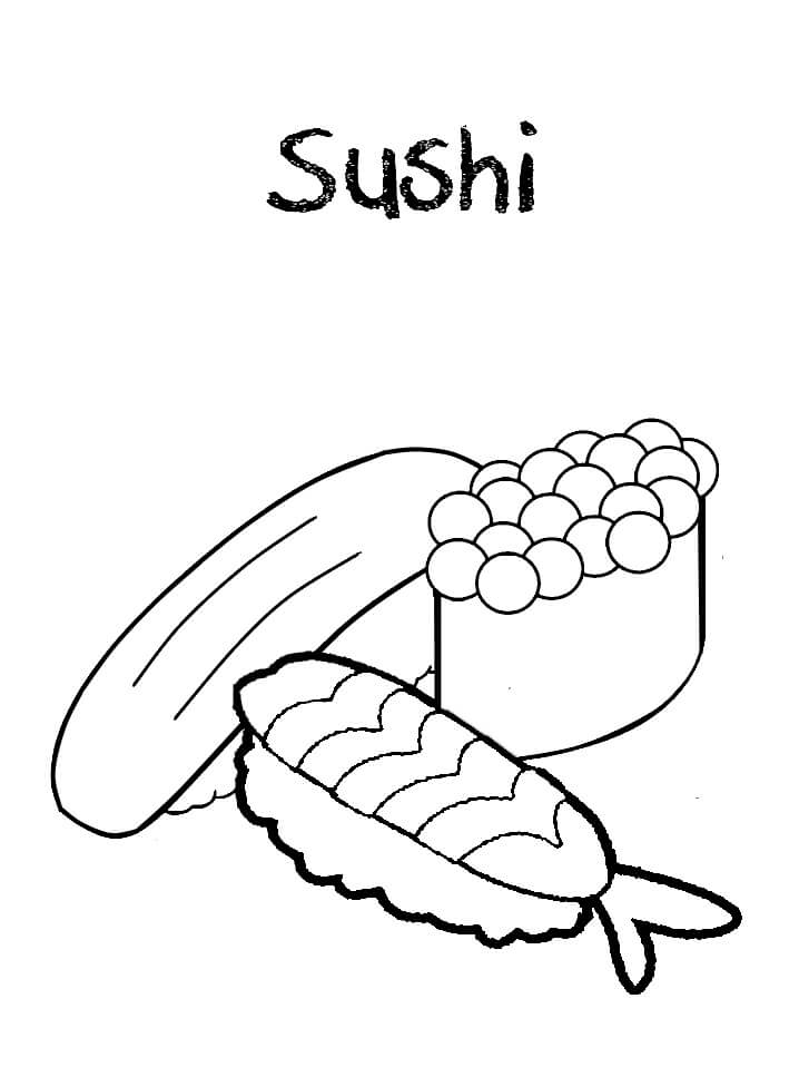 Desenho de Sushi Download para Imprimir e Colorir
