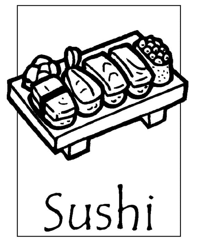 Desenho de Sushi Download Pdf para Colorir