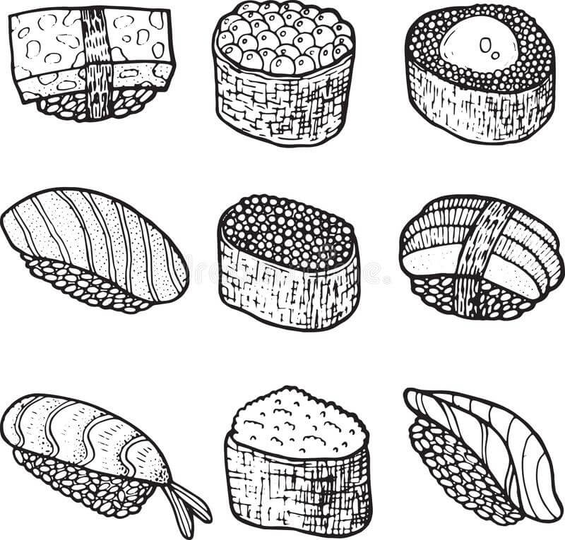 Desenho de Sushi para Imprimir Download